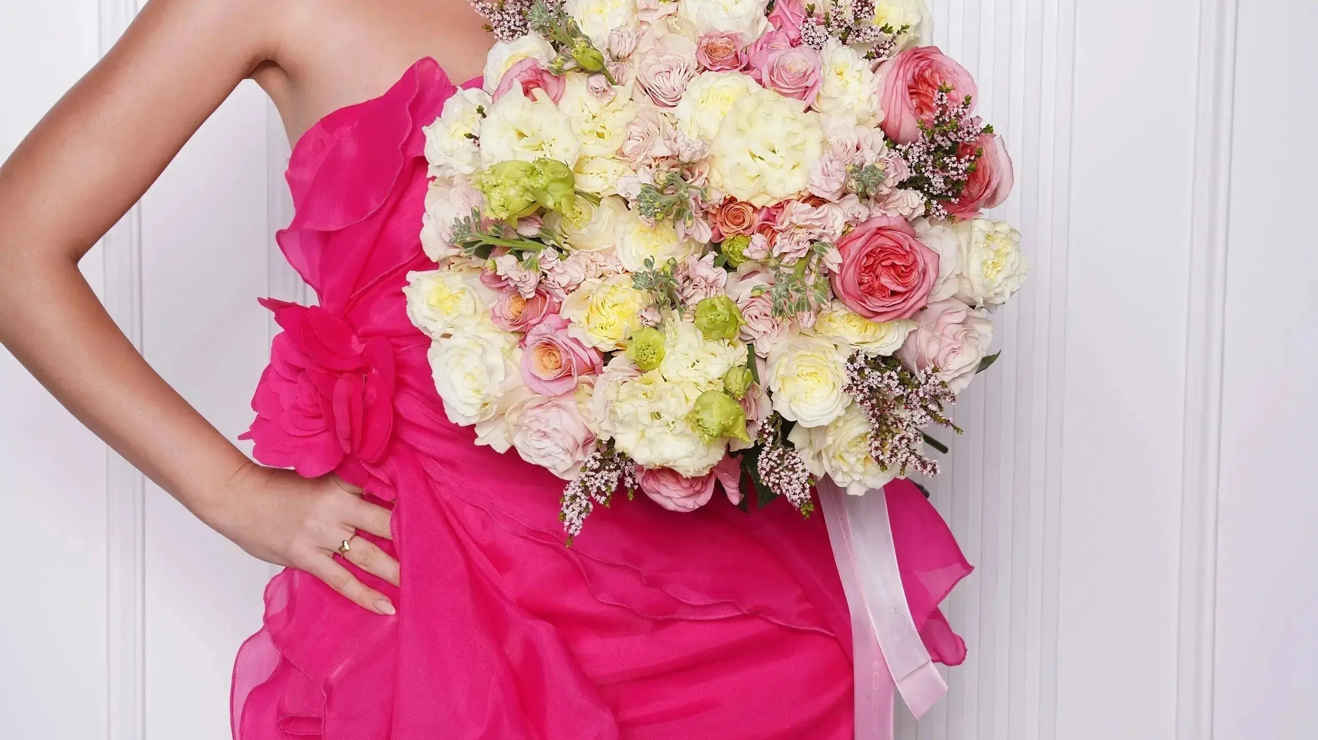 Flower delivery service Glendale - woman holding beautiful floral bouquet arrangement