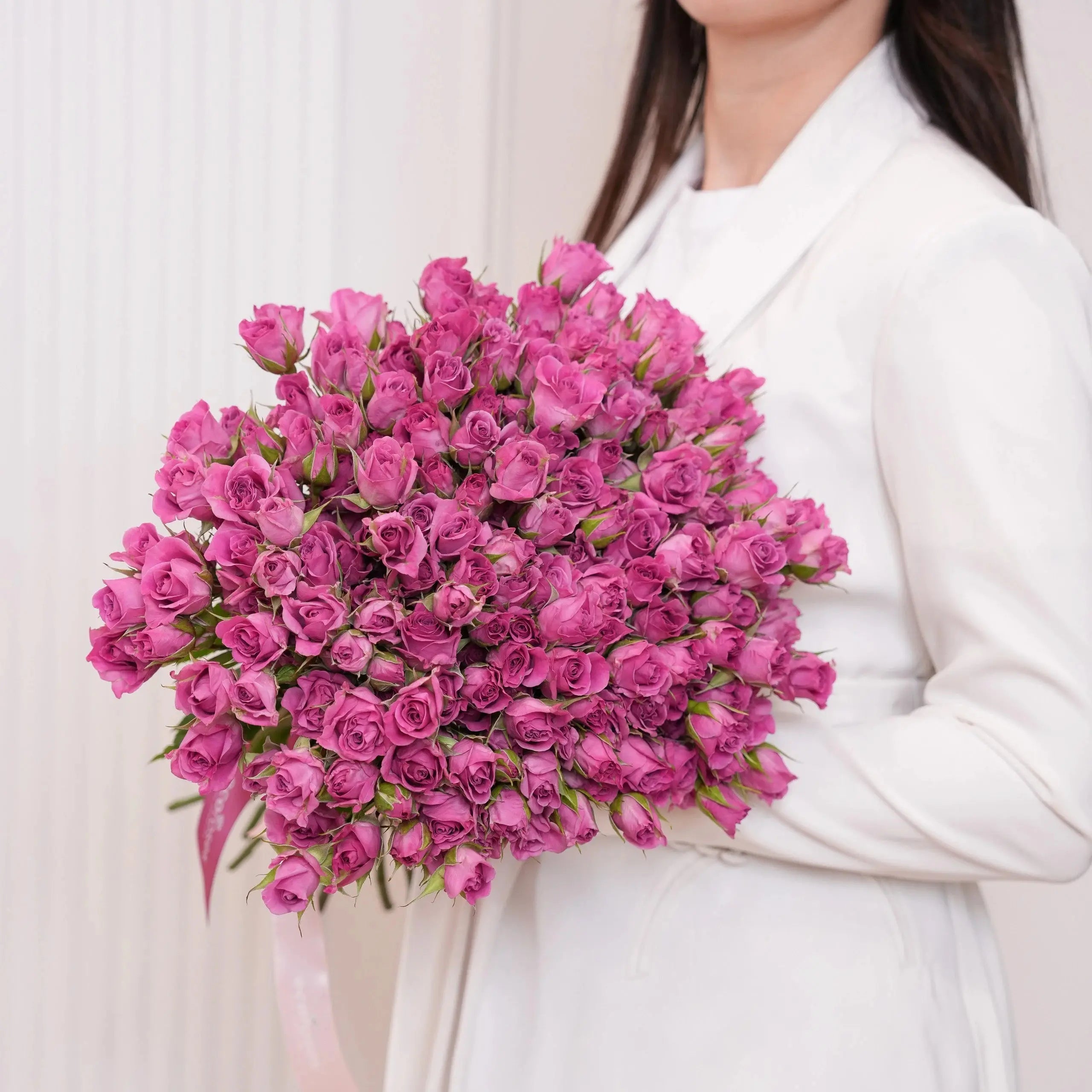 Violetta — 50 pink baby roses bouquet, hand-tied by Ecoroses | flower delivery Los Angeles