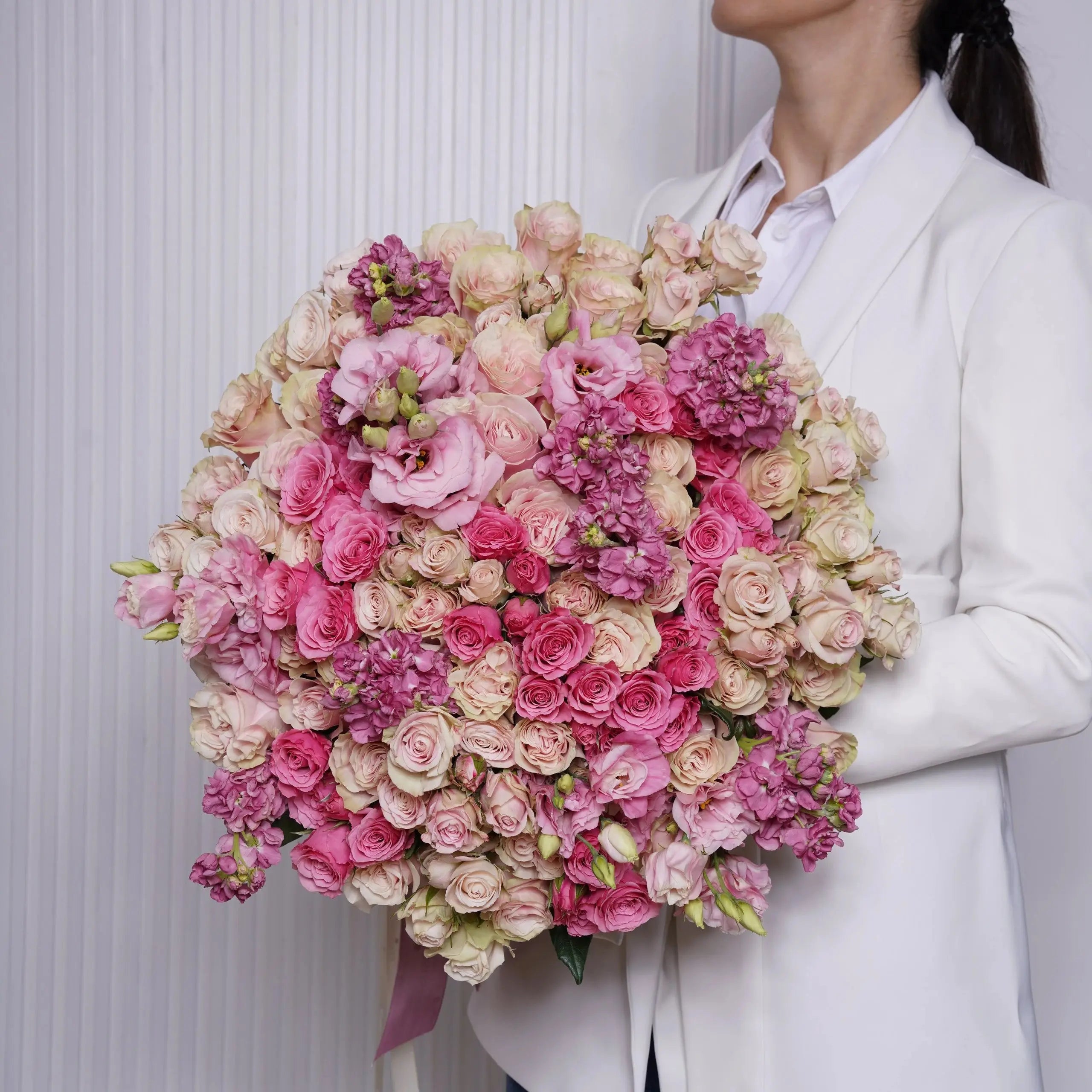 Anastasia — blush & fuchsia baby roses bouquet, hand-tied by Ecoroses | flower delivery Los Angeles