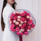 Vivienne — fuchsia & blush roses bouquet, hand-tied by Ecoroses | flower delivery Los Angeles