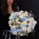 Lusine — white & blue roses bouquet, hand-tied by Ecoroses | flower delivery Los Angeles
