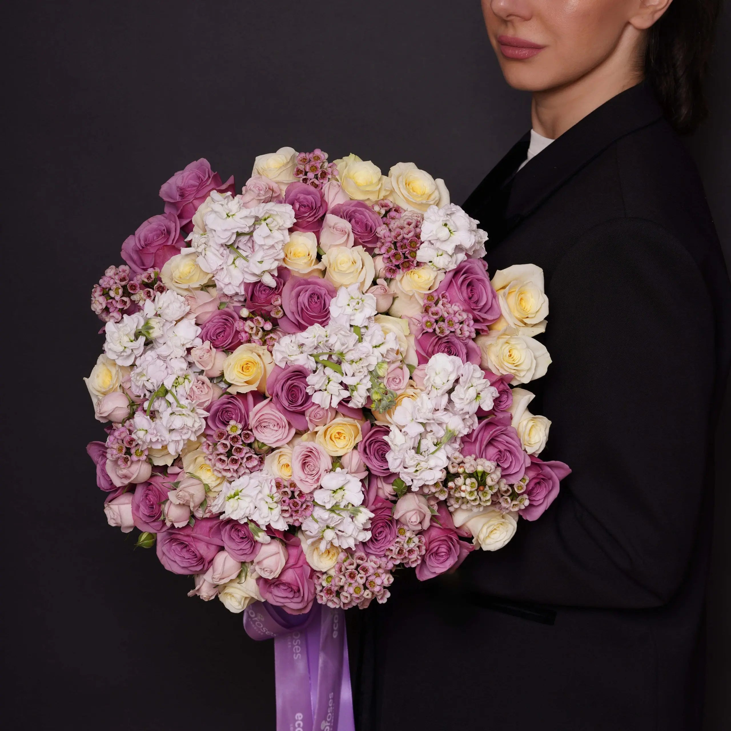 Alessia — lavender & cream blooms bouquet, hand-tied by Ecoroses | flower delivery Los Angeles