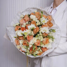 Eliza — peach & ivory roses bouquet, hand-tied by Ecoroses | flower delivery Los Angeles