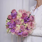 Amelie — pink roses & lavender lisianthus bouquet, hand-tied by Ecoroses | flower delivery Los Angeles